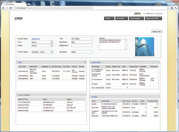 OSAS Version 8 CRM Screenshot